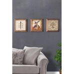Oscar Stone Decor Masif (ahşap) Çerçeveli 3'lü Set Ebruli Taş Tablo Pano Semazen Elif Renkli 28x28cm 3PRMT-40-0171