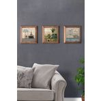 Oscar Stone Decor Masif (ahşap) Çerçeveli 3'lü Set Taş Pano 28x28 Cm Saksı Çiçeği Salon Çiçeği Tablo 3PRMT-40-0263