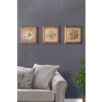 Oscar Stone Decor Masif (Ahşap) Çerçeveli 3'lü Set Taş Tablo Pano 28X28 cm Allah Muhammed Seti