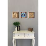 Oscar Stone Decor Masif (ahşap) Çerçeveli 3'lü Set Taş Tablo Pano 28x28 Cm Ayetel Nazar Göz Esmaül 3PRMT-40-0546