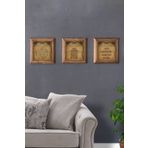 Oscar Stone Decor Masif (Ahşap) Çerçeveli 3'lü Set Taş Tablo Pano 28X28 cm Bereket Ayetel Nazar Dua