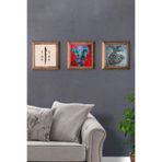 Oscar Stone Decor Masif (Ahşap) Çerçeveli 3'Lü Set Taş Tablo Pano 28X28 Cm Elif Fil Semazen 3Prmt-40-0567