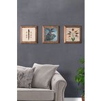 Oscar Stone Decor Masif (Ahşap) Çerçeveli 3'lü Set Taş Tablo Pano 28x28 cm Elif Semazen Ebruli