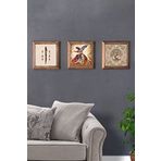 Oscar Stone Decor Masif (Ahşap) Çerçeveli 3'lü Set Taş Tablo Pano 28x28 cm Elif Semazen Hayat Ağacı