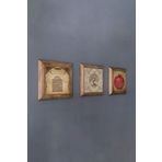 Oscar Stone Decor Masif (ahşap) Çerçeveli 3'lü Set Taş Tablo Pano 28x28 Cm Hayat Ağaç Ayetel Nar Dua 3PRMT-40-0428