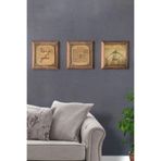 Oscar Stone Decor Masif (ahşap) Çerçeveli 3'lü Set Taş Tablo Pano 28x28 Cm Hiç Kun Fe Yekun 3PRMT-40-0531