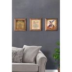 Oscar Stone Decor Masif (Ahşap) Çerçeveli 3'Lü Set Taş Tablo Pano 28X28 Cm Nazar Ayetel Dua Semazen 3Prmt-40-0216