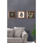 Oscar Stone Decor Masif (Ahşap) Çerçeveli 3'Lü Set Taş Tablo Pano 28X28 Cm Şahmeran Nazar Boncuğu 3Prmt-40-0341