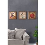 Oscar Stone Decor Masif (ahşap) Çerçeveli 3'lü Set Taş Tablo Pano 28x28 Cm Semazen Ebruli Nar Dua 3PRMT-40-0447