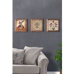 Oscar Stone Decor Masif (Ahşap) Çerçeveli 3'lü Set Taş Tablo Pano 28x28 cm Semazen Hayat Ağacı Ebru
