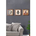 Oscar Stone Decor Masif (ahşap) Çerçeveli 3'lü Set Taş Tablo Pano 28x28 Elif Vav Fatma Ana Semazen 3PRMT-40-0373