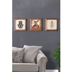 Oscar Stone Decor Masif (Ahşap) Çerçeveli 3'lü Set Taş Tablo Pano 28X28 Fatma Ana Eli Semzaen Elif