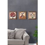 Oscar Stone Decor Masif (Ahşap) Çerçeveli 3'lü Set Taş Tablo Pano 28X28 Semazen Nar Ağacı ve Ebruli