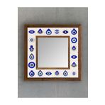 Oscar Stone Decor Masif (ahşap) Çerçeveli Mozaik Taş Ayna 33x33 Cm Dresuar Üstü Balkon Nazar AYN-088