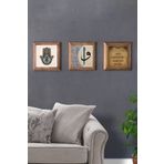 Oscar Stone Decor Masif Çerçeveli 3'lü Set Taş Tablo Pano 28x28 Cm Nazar Duası Fatma Ana 3PRMT-40-0200