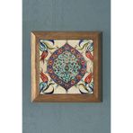 Oscar Stone Decor Masif Çerçeveli Çini Desen Doğaltaş Tablo Pano 28x28 cm PRMT2020-269