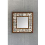 Oscar Stone Decor Masif Çerçeveli Mozaik Taş Ayna 33 CM X 33 CM Morocco-Etnik-Brown-Blue Desen