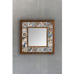 Oscar Stone Decor Masif Çerçeveli Mozaik Taş Ayna 33 Cm X 33 Cm Morocco-etnik-brown-blue