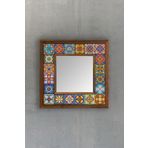 Oscar Stone Decor Masif Çerçeveli Mozaik Taş Ayna 33 Cm X 33 Cm (morocco-etnik Desen) Dresuar Balkon AYN-069
