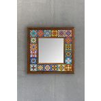 Oscar Stone Decor Masif Çerçeveli Mozaik Taş Ayna 33 CM X 33 CM (Morocco-Etnik Desen) Dresuar Balkon