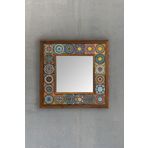 Oscar Stone Decor Masif Çerçeveli Mozaik Taş Ayna 33 CM X 33 CM (Morocco-Etnik Desen)