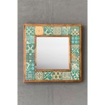 Oscar Stone Decor Masif Çerçeveli Mozaik Taş Ayna 33 Cm X 33 Cm (morocco-etnik-green-brown Desen) AYN-085