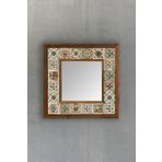 Oscar Stone Decor Masif Çerçeveli Mozaik Taş Ayna 33cm X 33cm (morocco - Etnik Desen) Brown-turkuaz AYN-066