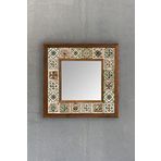 Oscar Stone Decor Masif Çerçeveli Mozaik Taş Ayna 33cm X 33cm (morocco - Etnik Desen) Brown-turkuaz