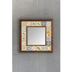 Oscar Stone Decor Masif Çerçeveli Mozaik Taş Ayna 33CM X 33CM (Morocco - Etnik Desen) Limon Lemon