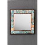 Oscar Stone Decor Masif Çerçeveli Mozaik Taş Ayna 43 Cm X 43 Cm (blue-brown-morocco-etnik Desen) AYN4040-085