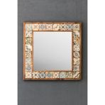 Oscar Stone Decor Masif Çerçeveli Mozaik Taş Ayna 43 Cm X 43 Cm (brown-blue-morocco-etnik Desen) AYN4040-076
