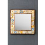 Oscar Stone Decor Masif Çerçeveli Mozaik Taş Ayna 43 Cm X 43 Cm (lemon-limon-etnik-yellow Desen)