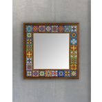 Oscar Stone Decor Masif Çerçeveli Mozaik Taş Ayna 43 Cm X 43 Cm (MOROCCO-ETNİK DESEN) Dresuar Üstü Balkon