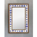 Oscar Stone Decor Masif Çerçeveli Mozaik Taş Doğal Mermer Ayna 43 cm x 63 cm Nazar Göz Temalı
