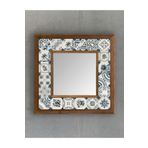 Oscar Stone Decor Masif Çerçeveli Mozaik Taş (mermer) Ayna 33x33 cm Seramik Desenli Eskitme Mavi AYN-098