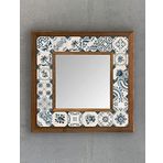 Oscar Stone Decor Masif Çerçeveli Mozaik Taş (MERMER) Ayna 33x33 cm Seramik Desenli Eskitme Mavi