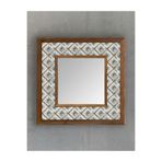 Oscar Stone Decor Masif Çerçeveli Mozaik Taş (mermer) Ayna 33x33 cm Seramik Desenli Kahverengi Mavi AYN-101
