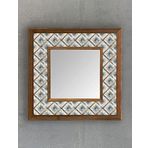Oscar Stone Decor Masif Çerçeveli Mozaik Taş (MERMER) Ayna 33x33 cm Seramik Desenli Kahverengi Mavi