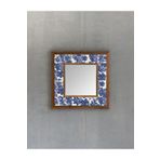 Oscar Stone Decor Masif Çerçeveli Mozaik Taş (mermer) Ayna 33x33 Cm Seramik Desenli Mavi Çiçek Tema AYN-100