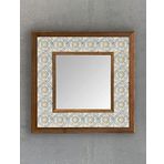 Oscar Stone Decor Masif Çerçeveli Mozaik Taş (mermer) Ayna 33x33 Cm Seramik Desenli Mavi Sarı Aytna