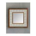 Oscar Stone Decor Masif Çerçeveli Mozaik Taş (mermer) Ayna 33x33 Cm Seramik Desenli Mavi Temalı AYN-103
