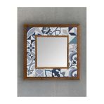 Oscar Stone Decor Masif Çerçeveli Mozaik Taş (Mermer) Ayna 33X33 Cm Seramik Desenli Mavi Temalı Ayn-113