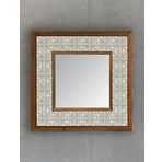 Oscar Stone Decor Masif Çerçeveli Mozaik Taş (mermer) Ayna 33x33 Cm Seramik Desenli Mavi Temalı
