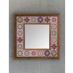Oscar Stone Decor Masif Çerçeveli Mozaik Taş (MERMER) Ayna 33x33 cm Seramik Desenli Maxican Tile