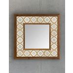 Oscar Stone Decor Masif Çerçeveli Mozaik Taş (mermer) Ayna 33x33 Cm Seramik Desenli Sarı Ayna