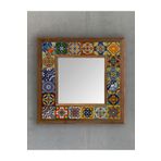 Oscar Stone Decor Masif Çerçeveli Mozaik Taş (mermer) Ayna 33x33 Cm Seramik Desenli Talevera AYN-112
