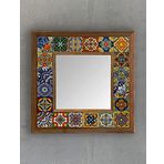 Oscar Stone Decor Masif Çerçeveli Mozaik Taş (mermer) Ayna 33x33 Cm Seramik Desenli Talevera