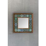 Oscar Stone Decor Masif Çerçeveli Mozaik Taş (mermer) Ayna 33x33 Cm Seramik Desenli Talvera Mexican