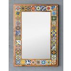 Oscar Stone Decor Masif Çerçeveli Mozaik Taş (Mermer) Ayna 43 Cm X 63 Cm Seramik Desenli Meksika Talevera