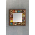 Oscar Stone Decor Oscar Stone Ahşap Çerçeveli Mozaik Doğaltaş Ayna 33 Cm X 33 Cm-mosaic Mirror Stone
